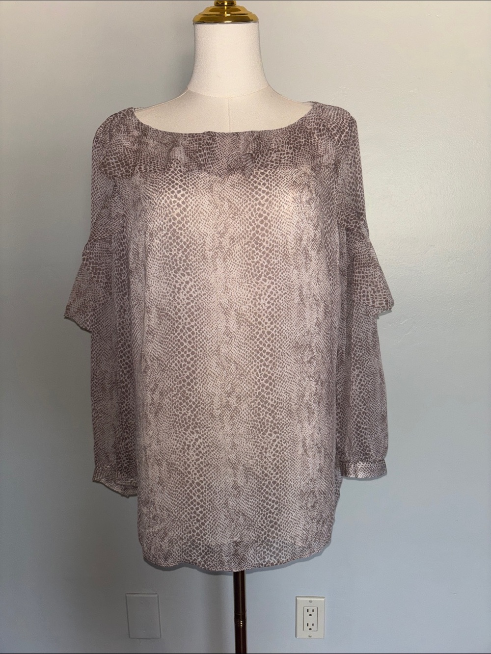 Banana Republic Womens Taupe Snake-Print Blouse Dress